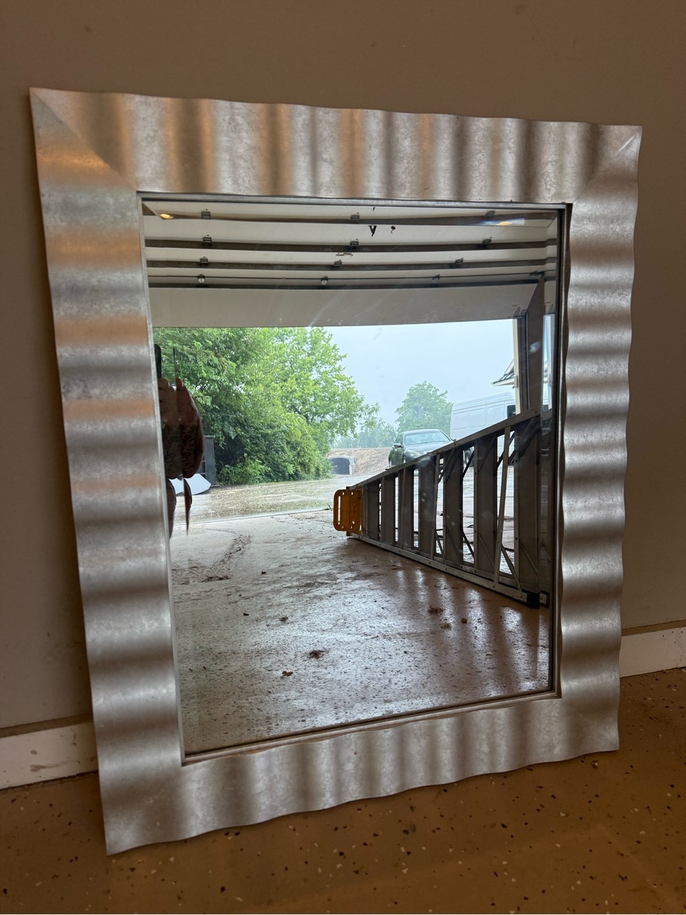 MCS Silver Wave Frame Beveled Wall Mirror - Contemporary Home Decor